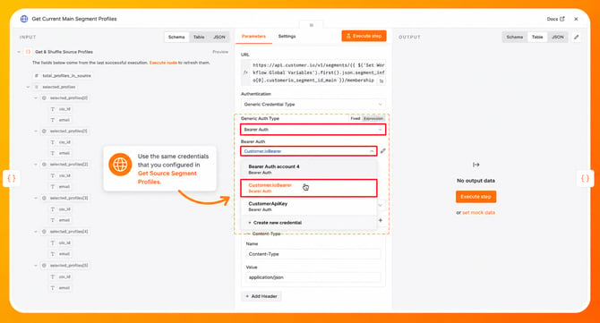 12 -  Same credentials use Get Current Main Segment Profiles B