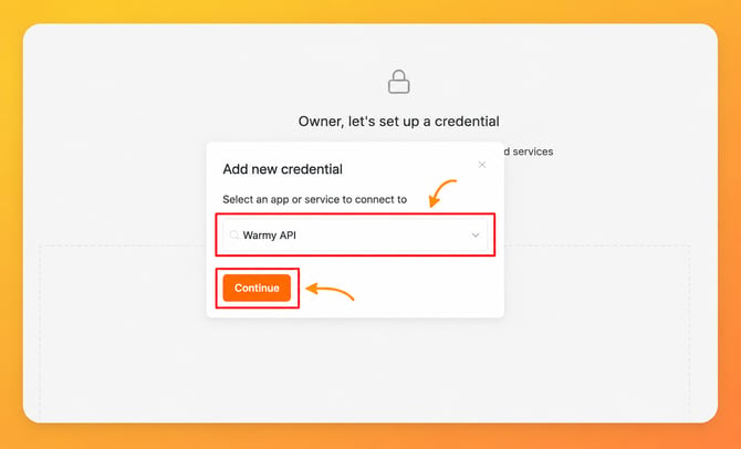 13 - warmy api creds click continue