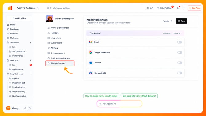 Click on Alert Preferences