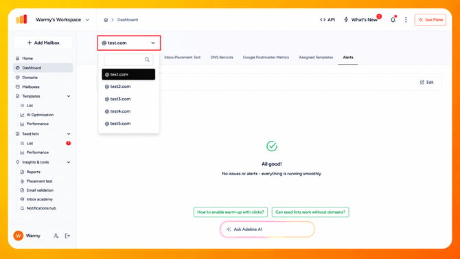 Domain Selector Dropdown