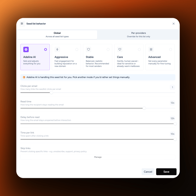 Seed list behavior